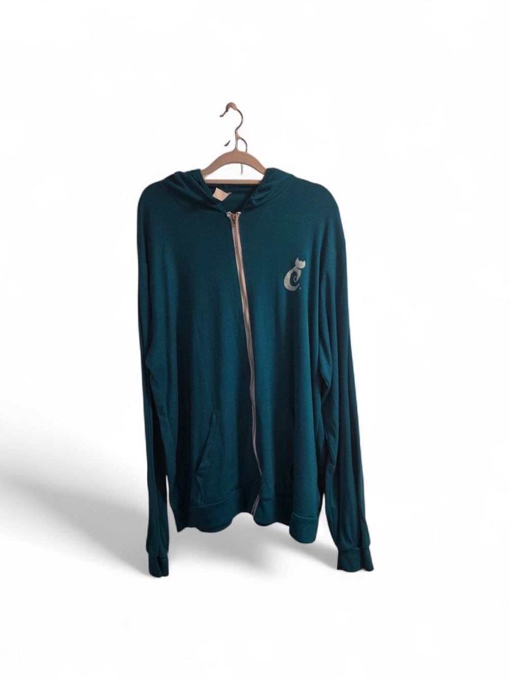Women's Teal Zip-Front Varsity Hoodie Jacket Light Spring